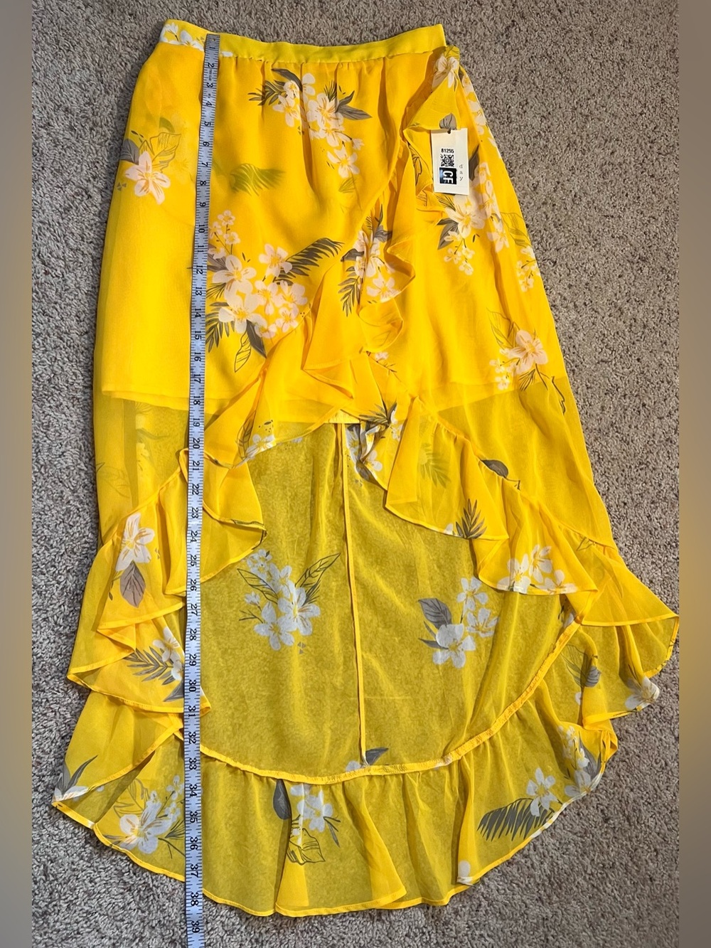 NWT Yellow Floral Ruffled High-Low Skirt - Picture 4 of 8